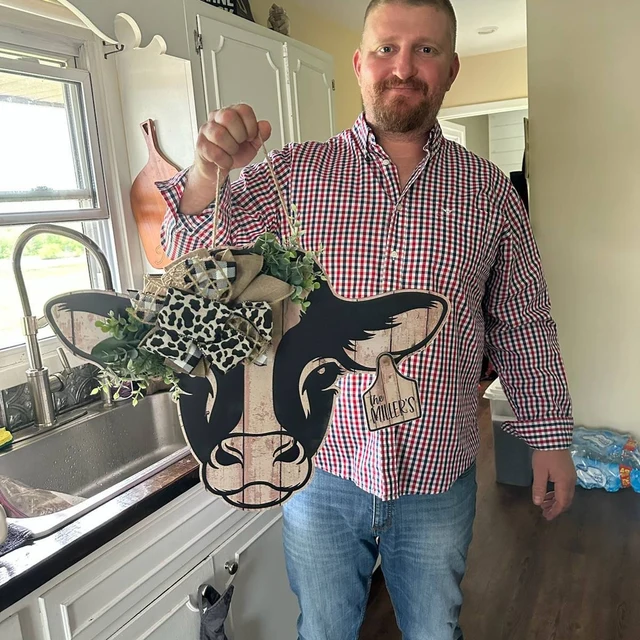 NEW!!2023 - Personalized Cow Tag Farm Door Hanger